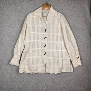 Vintage Norm Thompson Blouse Womens Large Ivory Silk